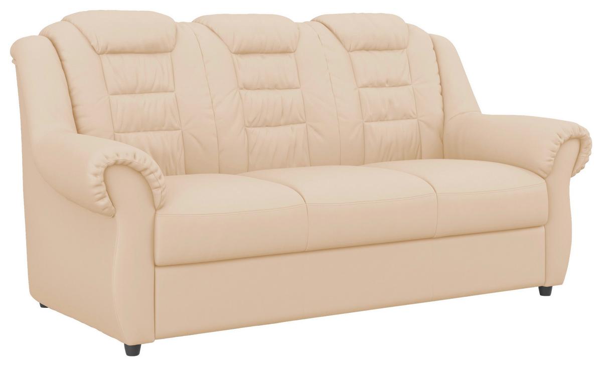 3-sitzer-sofa Boston Beige Lederlook - Beige/Schwarz, KONVENTIONELL, Textil (196/102/101cm) - Livetastic