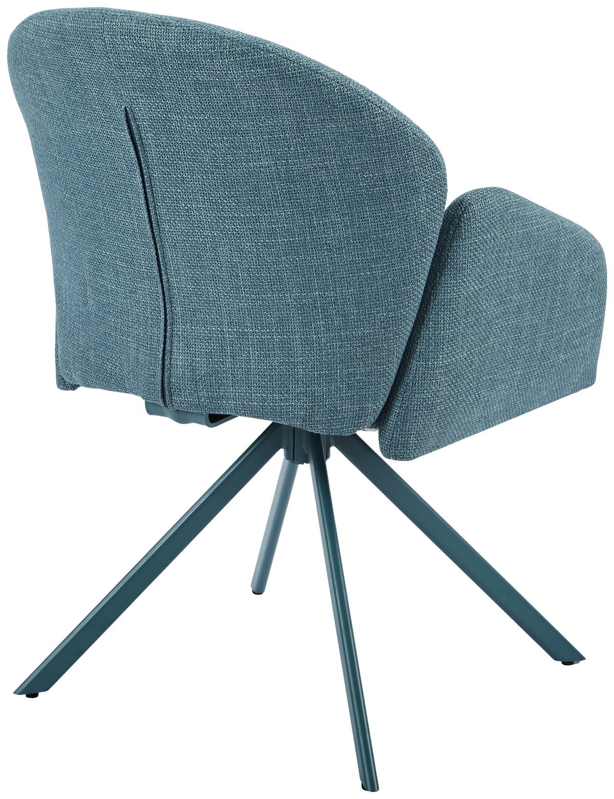 Armlehnstuhl Holly drehbar Webstoff Blau, B: 56,5 cm - Petrol, MODERN, Textil/Metall (56,5/61/84cm)