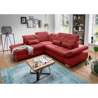 Ecksofa Dalida Rot S: 254x280 Cm - Chromfarben/Rot, MODERN, Textil (254/280cm) - Livetastic