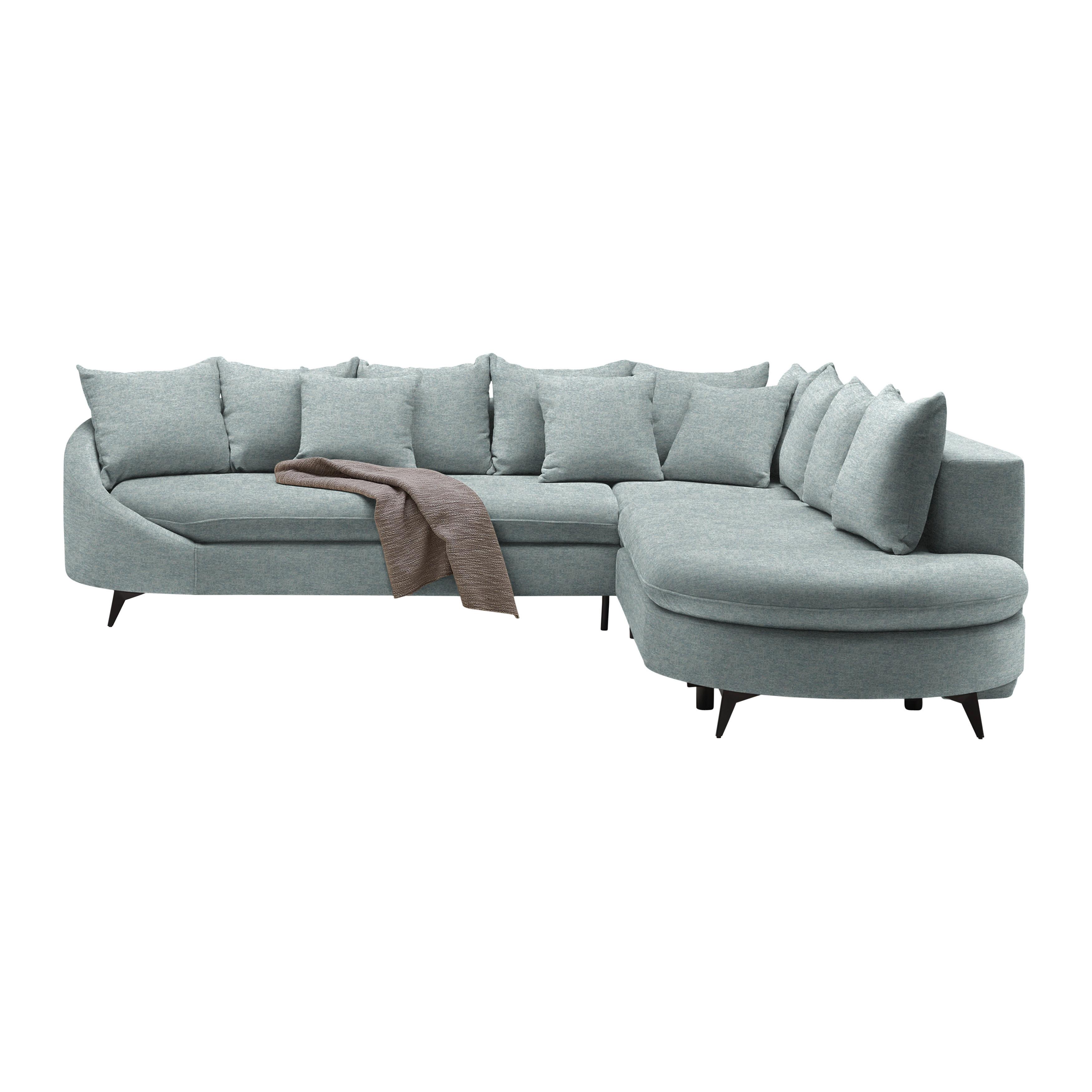 Rohová sedačka AXEL, pravá, svetlomodrá tkanina - svetlomodrá/čierna, Modern, kov/textil (291/250cm) - Mömax