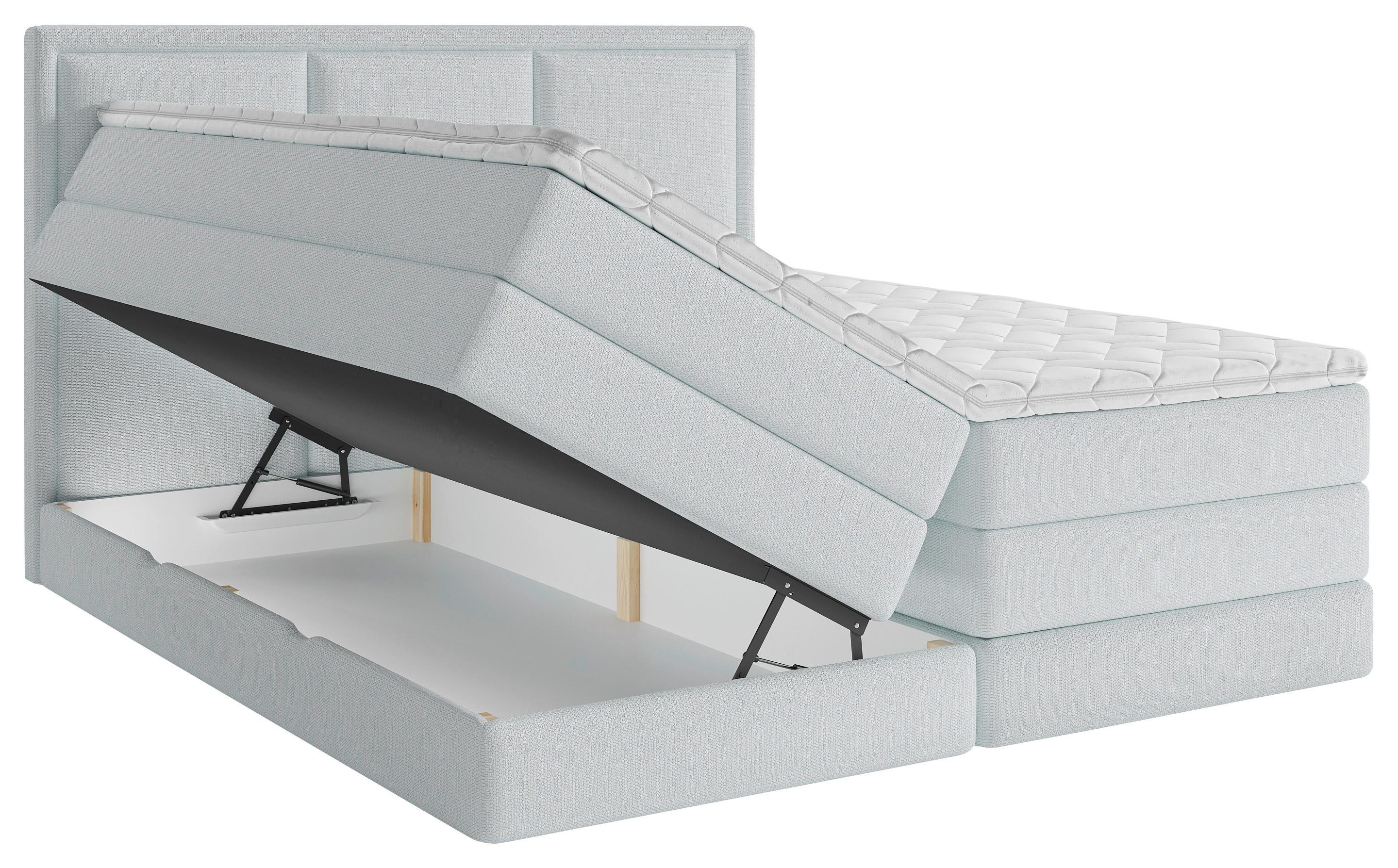Boxspringbett mit Topper 140x200 cm Swing II K - Hellblau, Design, Holzwerkstoff/Textil (140/200cm) - MID.YOU