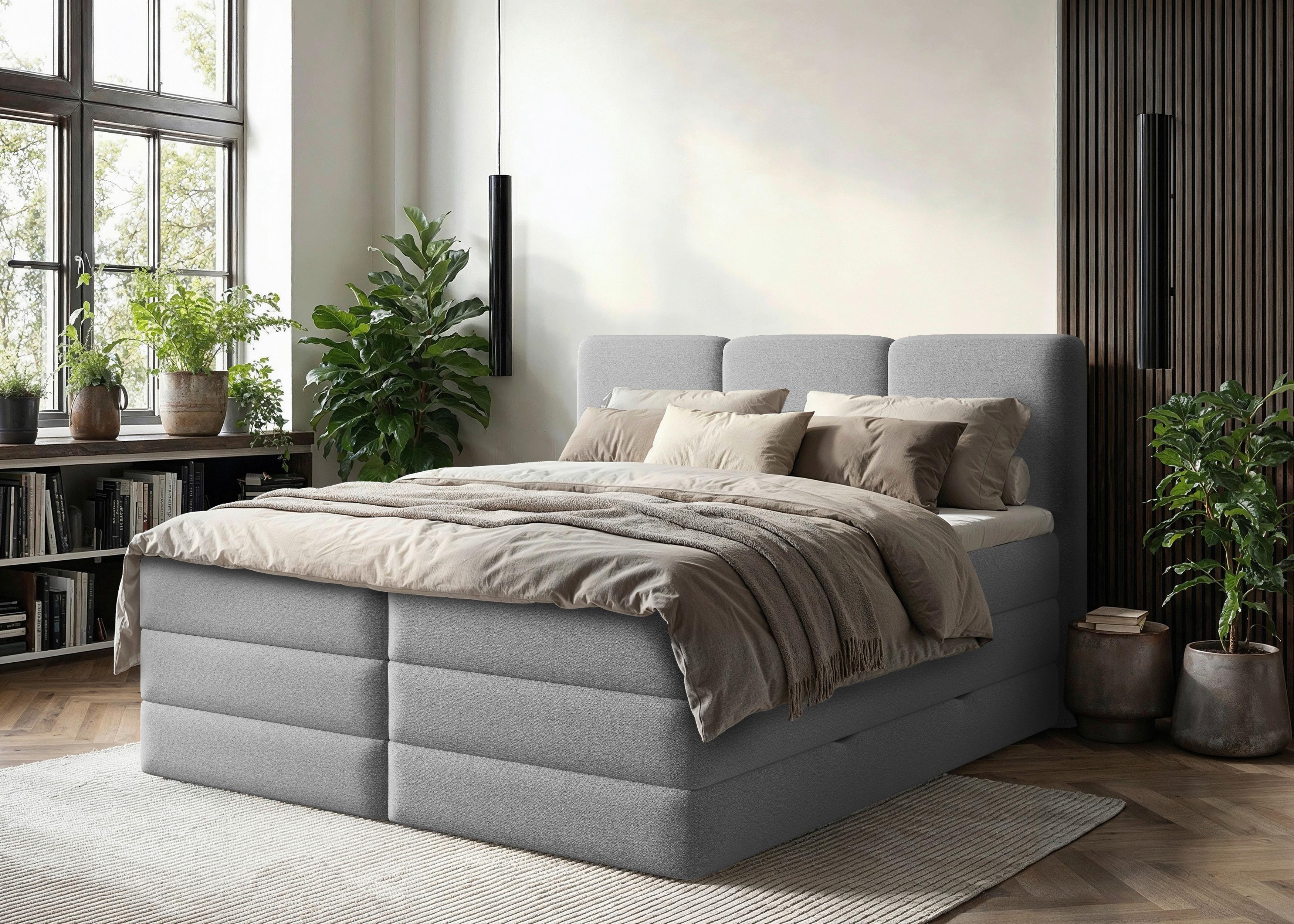 Boxspringbett mit Topper & Bettkasten 180x200 Castel K - Schwarz/Grau, MODERN, Holz/Holzwerkstoff (180/200cm) - MID.YOU