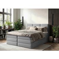 Boxspringbett mit Topper & Bettkasten 180x200 Castel K - Schwarz/Grau, MODERN, Holz/Holzwerkstoff (180/200cm) - MID.YOU