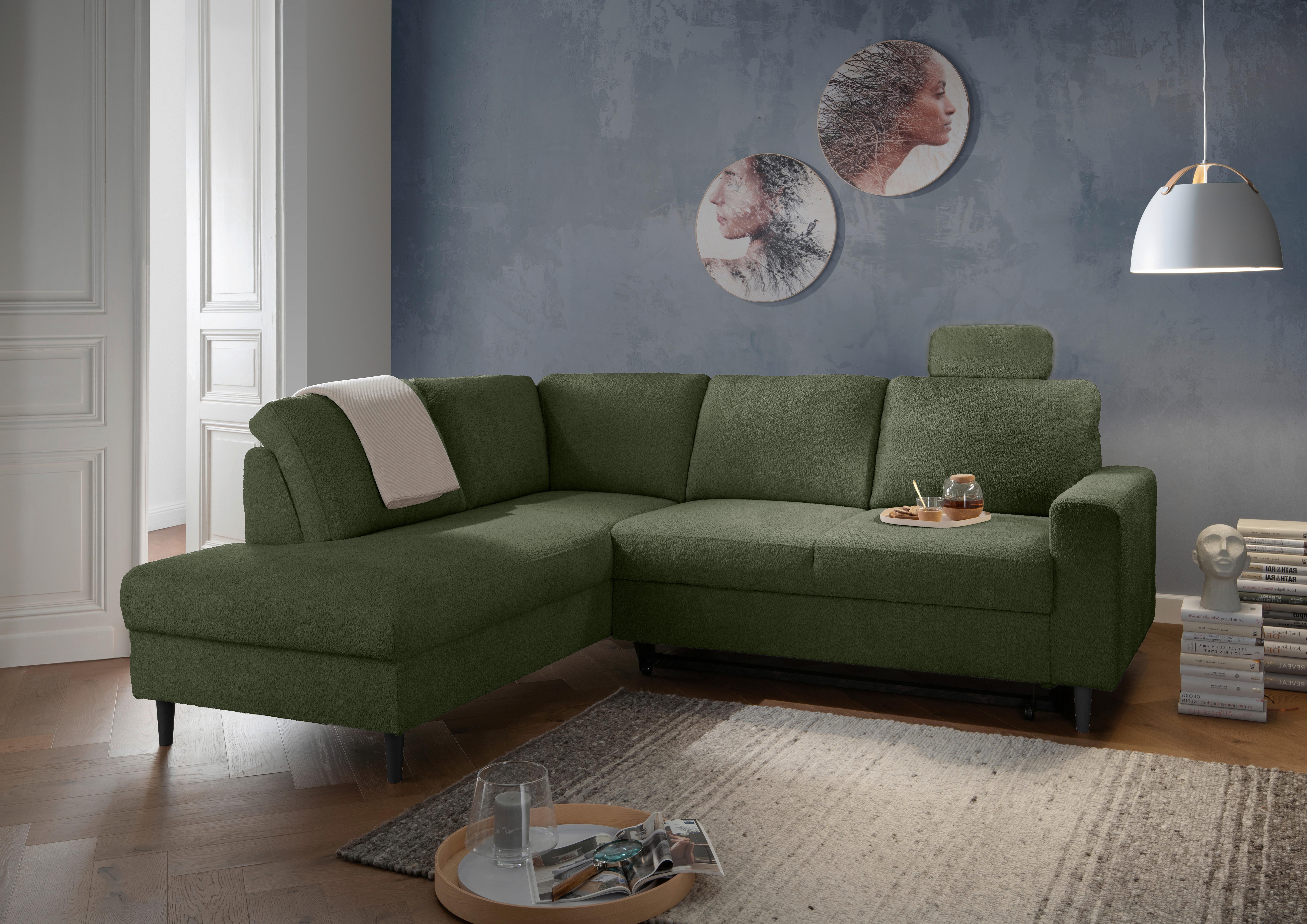 Eckschlafsofa Passione Dunkelgrün S: 200x242 Cm - Dunkelgrün/Schwarz, MODERN, Textil (200/242cm) - Livetastic