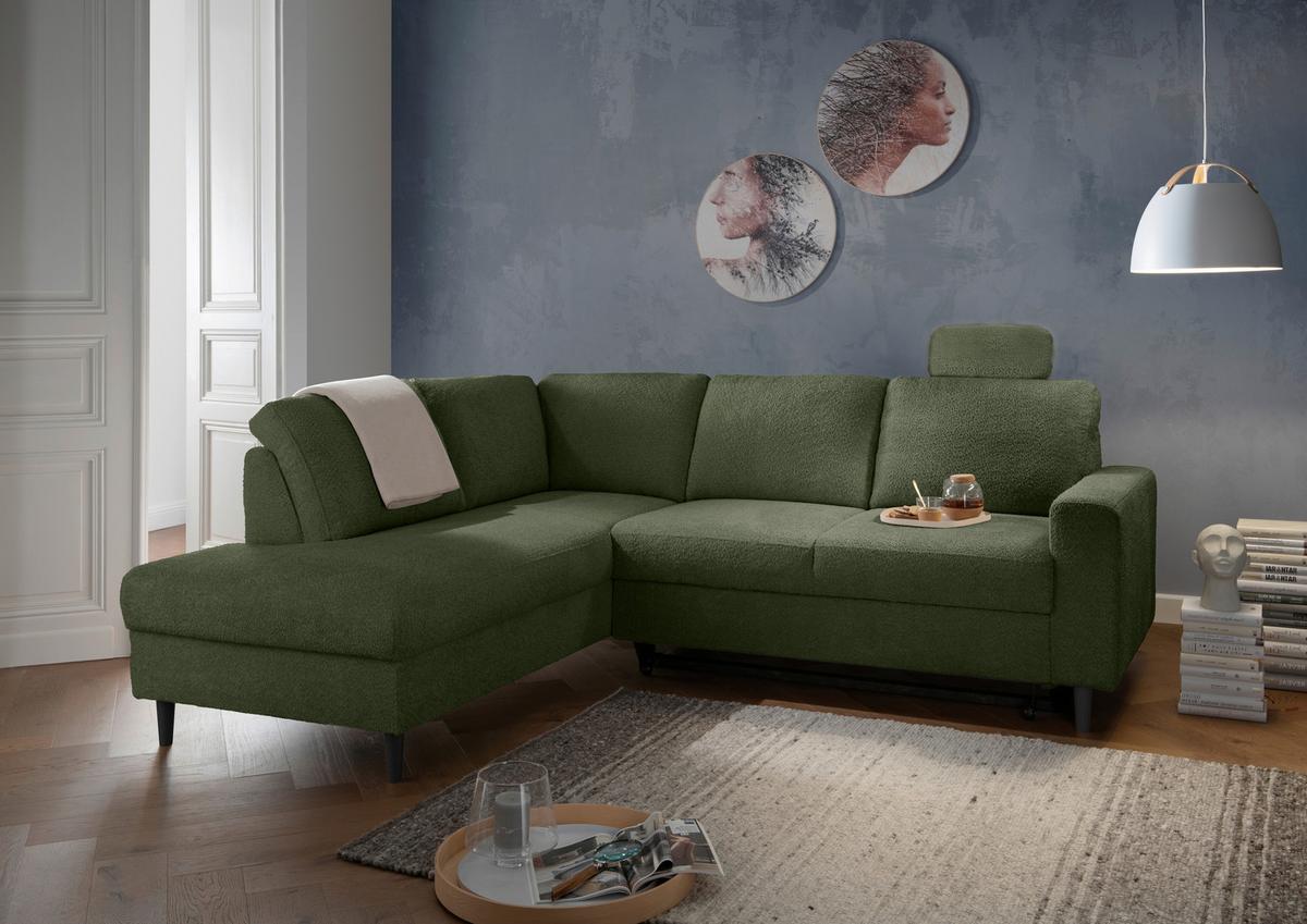 Eckschlafsofa Passione Dunkelgrün S: 200x242 Cm - Dunkelgrün/Schwarz, MODERN, Textil (200/242cm) - Livetastic