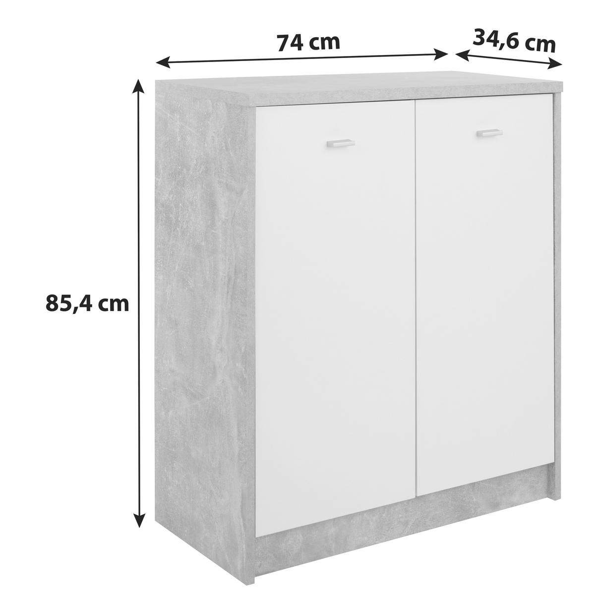 KOMODA 4-YOU NEW YUK03 - biela/farba duba, Modern, kompozitné drevo/plast (74/85,4/34,6cm)