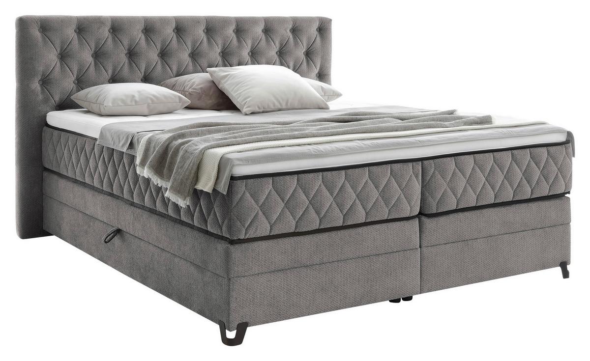 Boxspringbett mit Topper & Bettkasten 160x200 Carmen A - Türkis/Grau, KONVENTIONELL, Holz/Holzwerkstoff (160/200cm) - James Wood