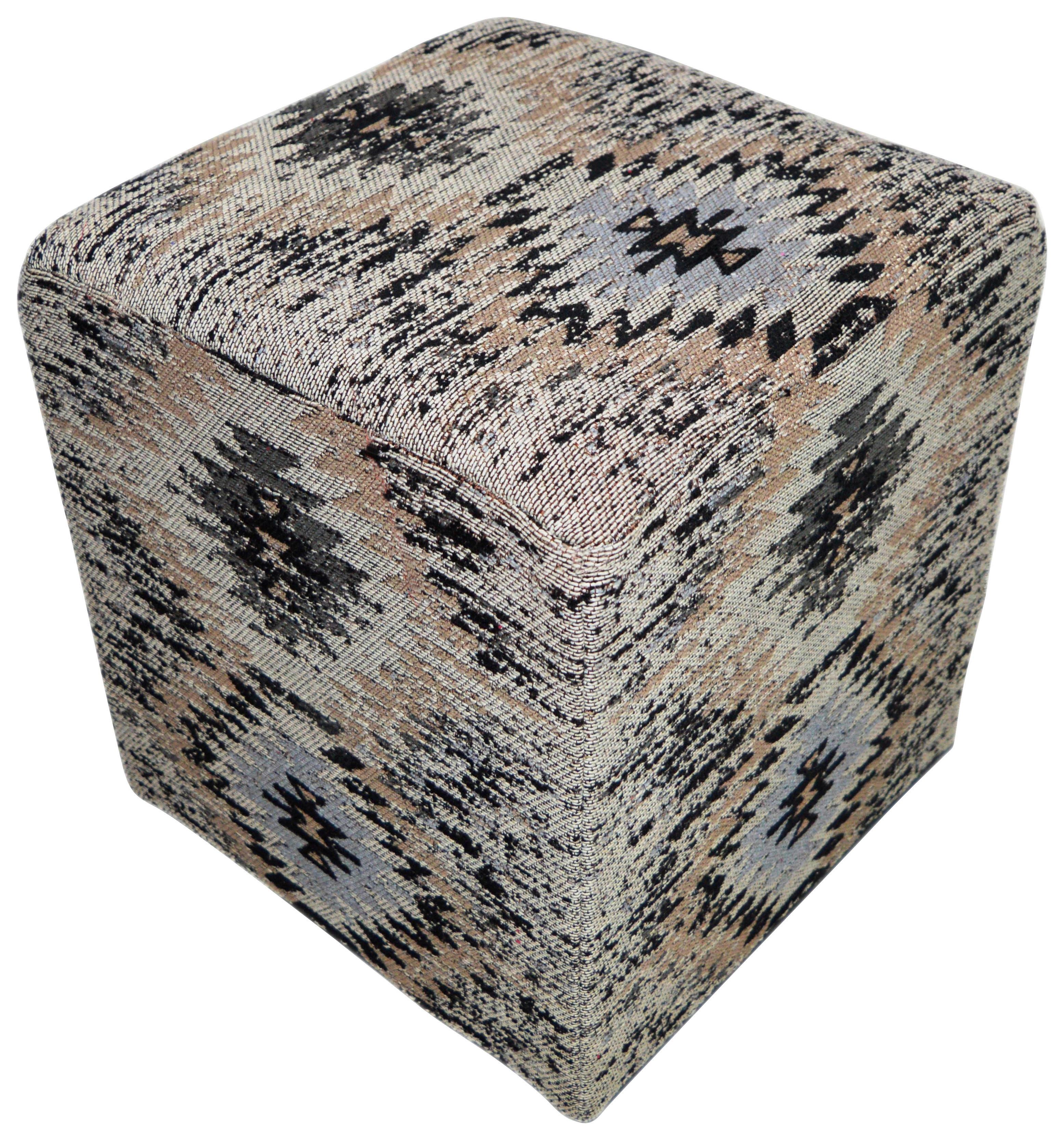 Pouf Solitaire Grau/Schwarz/Beige B: 42 cm - Beige/Schwarz, Design, Textil (42/42/45cm) - Kayoom