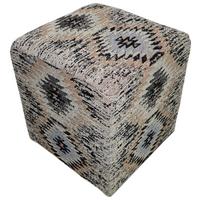 Pouf Solitaire Grau/Schwarz/Beige B: 42 cm - Beige/Schwarz, Design, Textil (42/42/45cm) - Kayoom