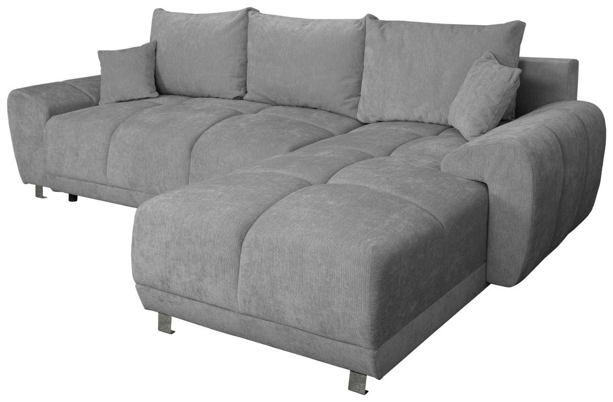 ECKSCHLAFSOFA Ramon, Dunkelgrau S: 296x182cm - Chromfarben/Dunkelgrau, Trend, Textil (296/182cm)