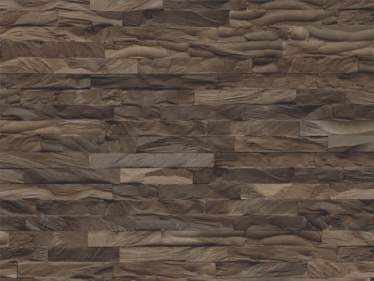 Wandverkleidung Teak Diamond Ancient Brown - Braun, Basics, Holz (61/15/2cm)