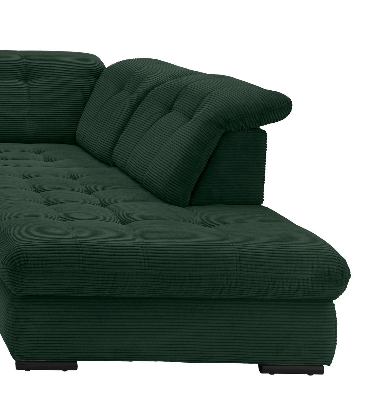 Wohnlandschaft Mit Bettkasten Rigatti Dunkelgrün B: 387 Cm - Dunkelgrün/Schwarz, MODERN, Textil (184/387/252cm) - Livetastic