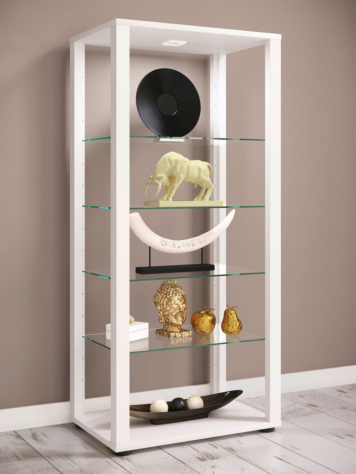 Vitrine Glasol B: 51,8 Cm Weiß - Schwarz/Weiß, MODERN, Glas/Holzwerkstoff (51,8/114,5/34,8cm) - MID.YOU