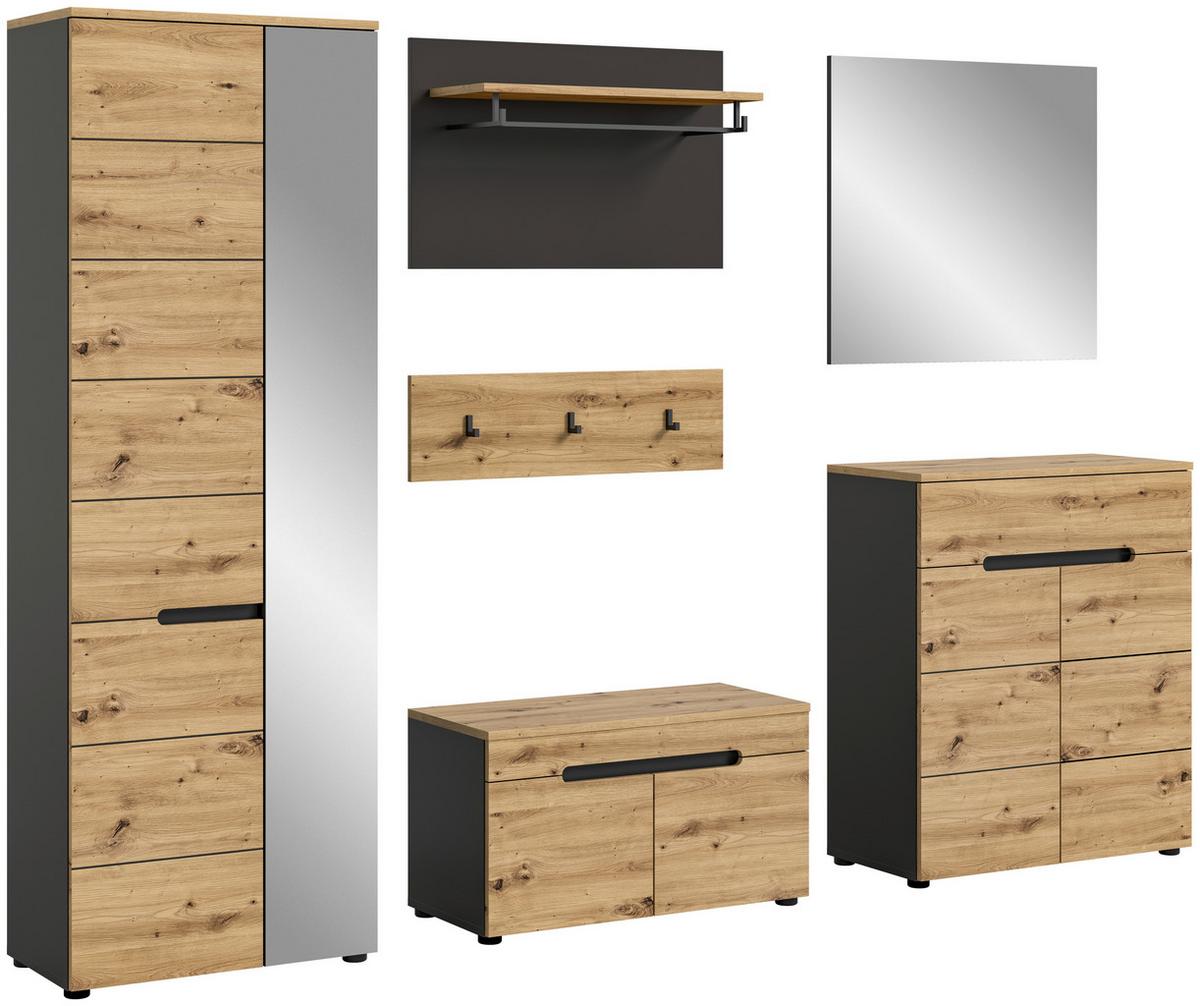 Garderobe Basalt Grau Nb, Artisan Nb - KONVENTIONELL, Glas/Holzwerkstoff (255/190/37cm) - MID.YOU