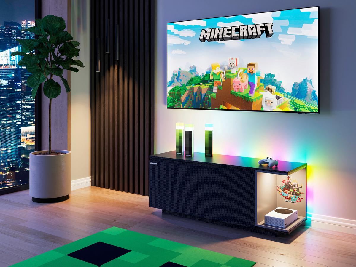 Tv-lowboard Minecraft B: 125 Cm Schwarz, Carbon Optik - Schwarz, MODERN, Holzwerkstoff (125/50/39cm) - Minecraft