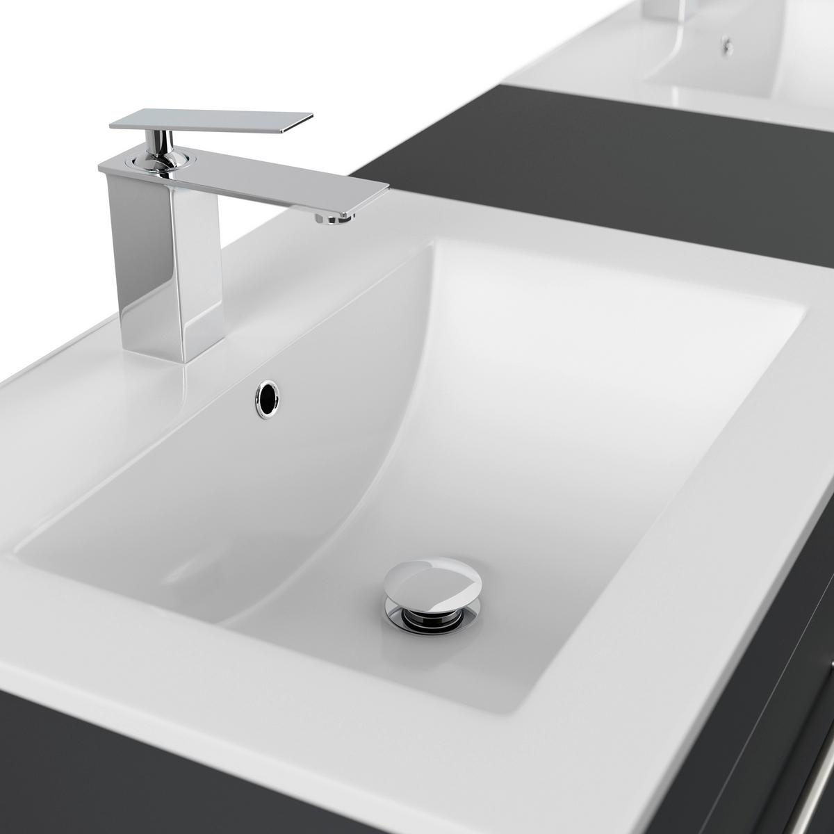 WASCHTISCHKOMBI Nero XL, Graphitfarben B: 153 cm - Graphitfarben/Weiß, Basics, Keramik/Holzwerkstoff (153cm) - MID.YOU