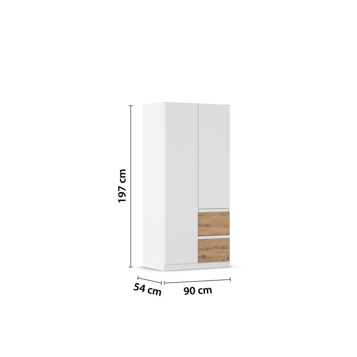 Drehtürenschrank Costa Eiche Artisan Dekor Weiß - Eiche Artisan/Weiß, MODERN, Holzwerkstoff (91/197/54cm) - Rauch Möbel