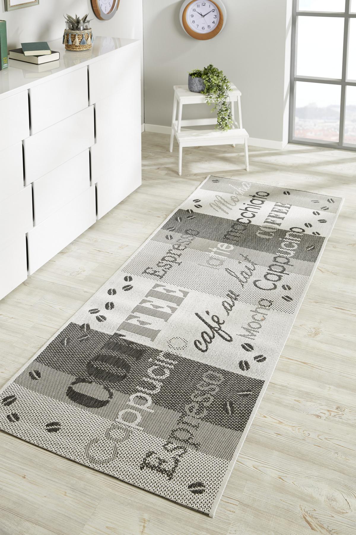 Konyhai Futószőnyeg Coffee Kb. 80/200cm - ezüst/antracit, Basics, textil (80/200cm) - James Wood