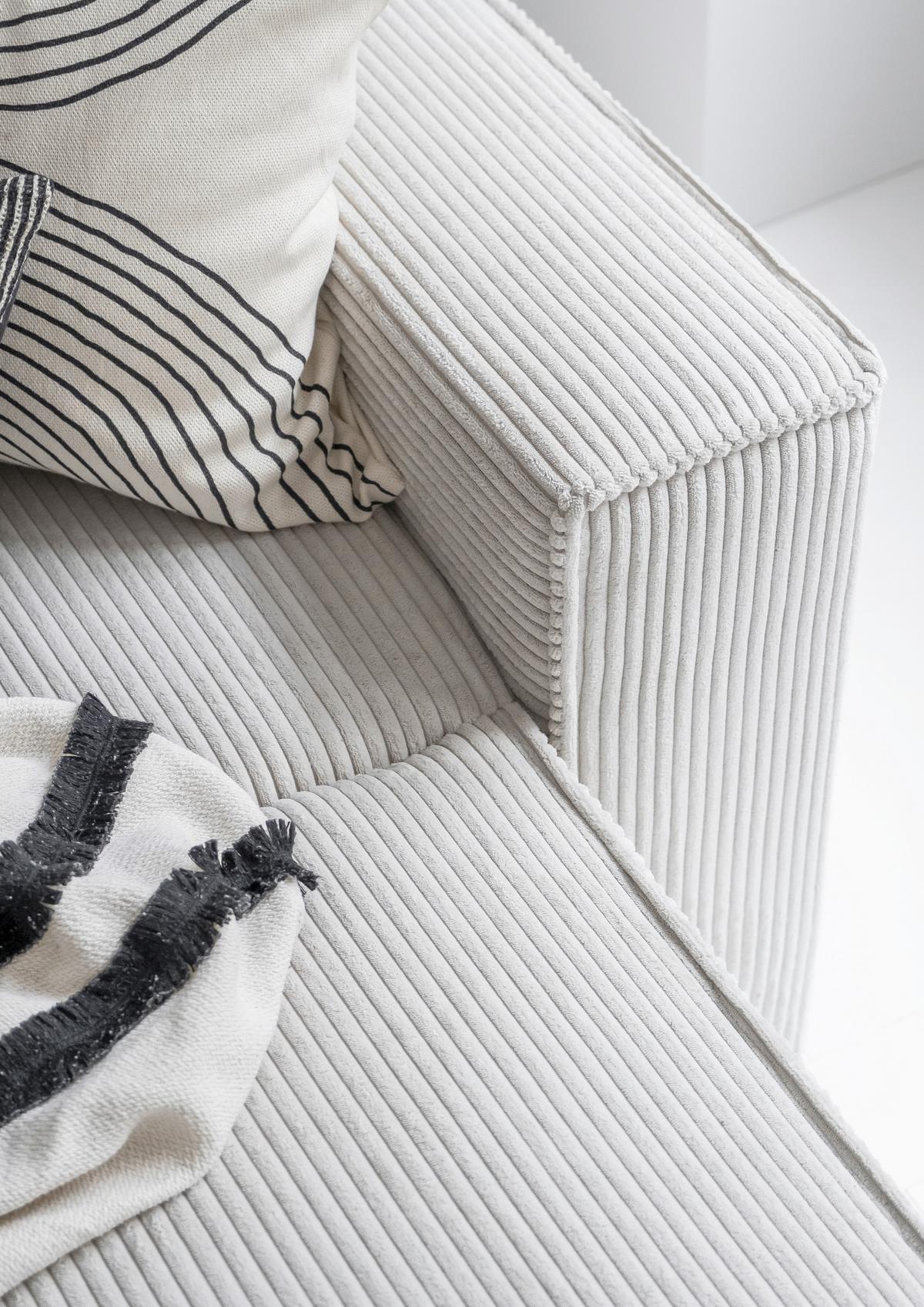 Rohová sedačka OLIVER, béžová, manšestr, levá - černá/béžová, Design, textil/plast (194/322/156cm) - MID.YOU