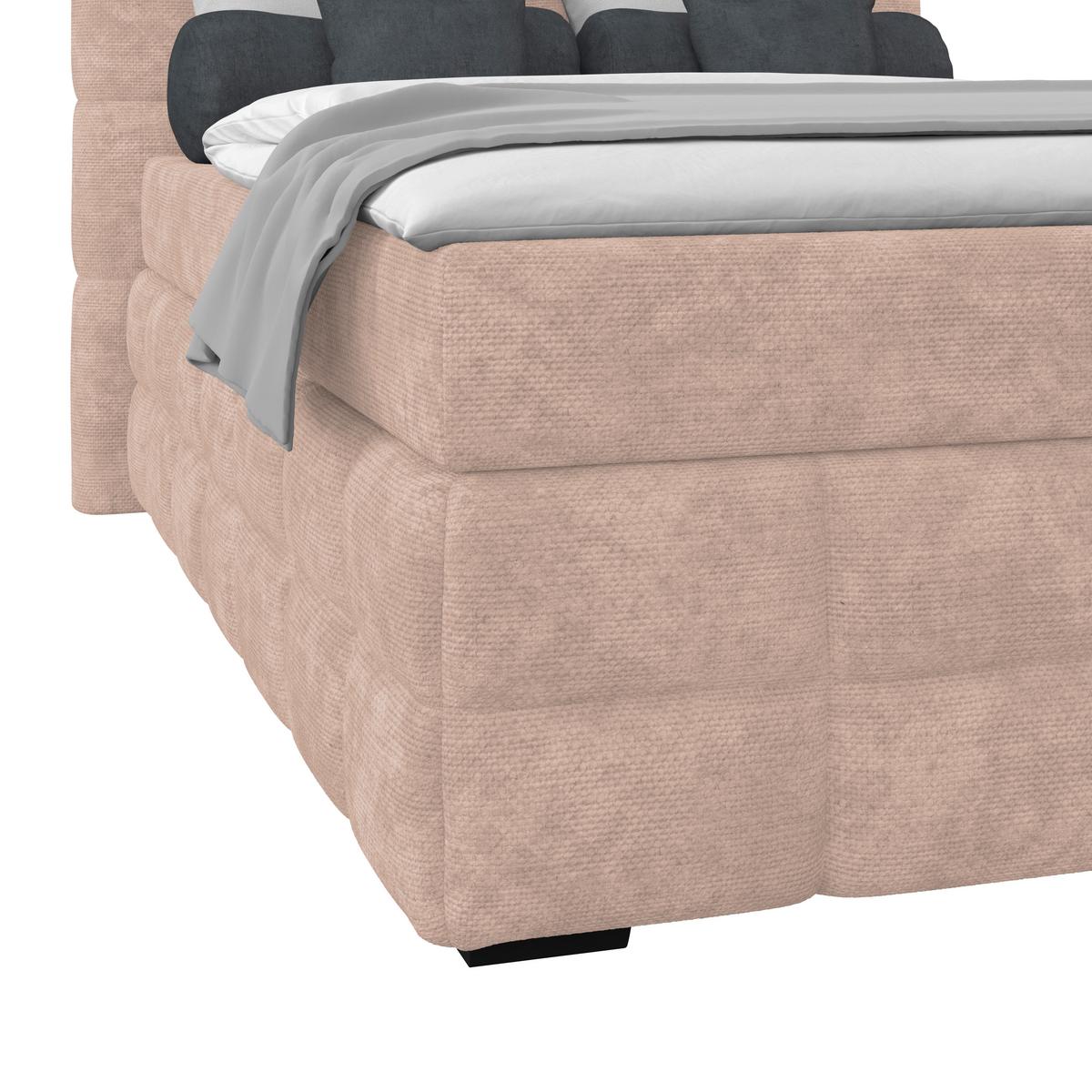 Čalúnená posteľ VEGA 140x200 cm, béžová - čierna/zelená, Trend, drevo/textil (140/200cm)