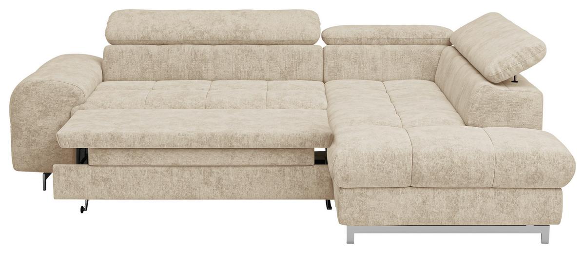 Ecksofa Mit Schlaffunktion Cloud + Beige - Chromfarben/Beige, KONVENTIONELL, Textil (257/206cm) - Livetastic