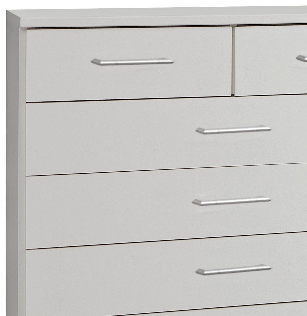 Komoda OSAKA šírka 91cm - biela/hliníková, Konventionell, kompozitné drevo/plast (91/106/40cm) - MID.YOU