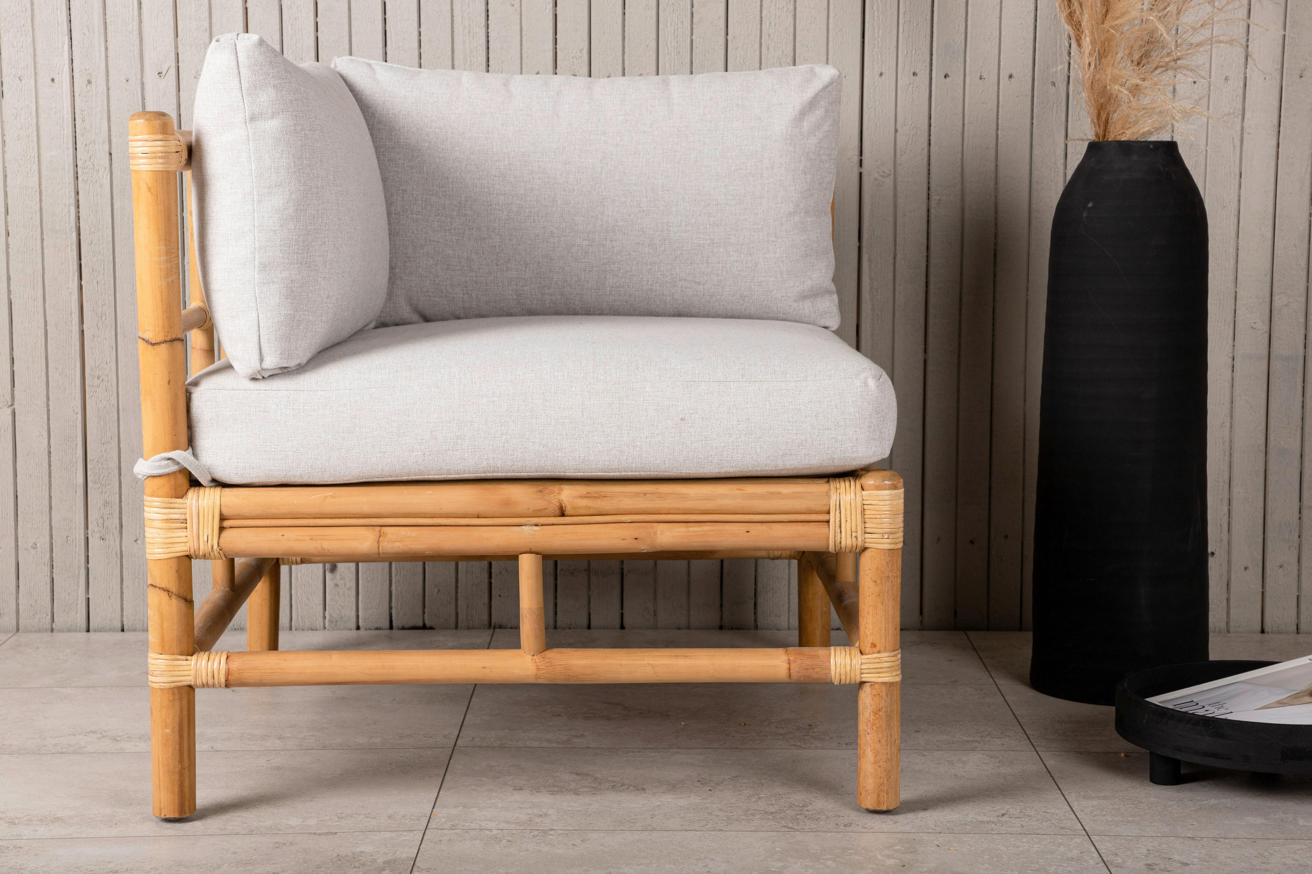 Loungeeckteil Cane - Hellbraun, KONVENTIONELL, Holz/Textil (75/70/74cm) - Gardenson