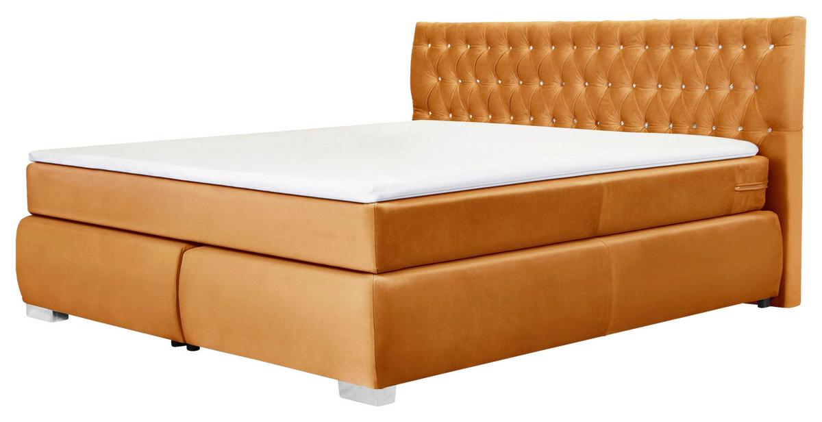 Boxspringbett Rumba inkl. Matratze 180x200 - Platinfarben/Gelb, Basics, Textil (180/200cm) - Livetastic