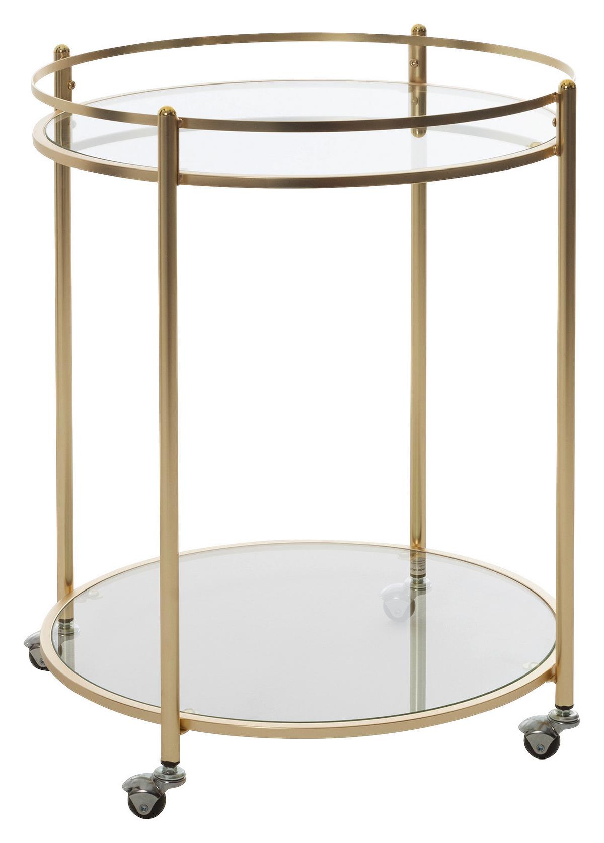 Servírovací vozík JAMES zlatá/sklo - zlatá, Design, kov/sklo (75/57/75cm) - MID.YOU