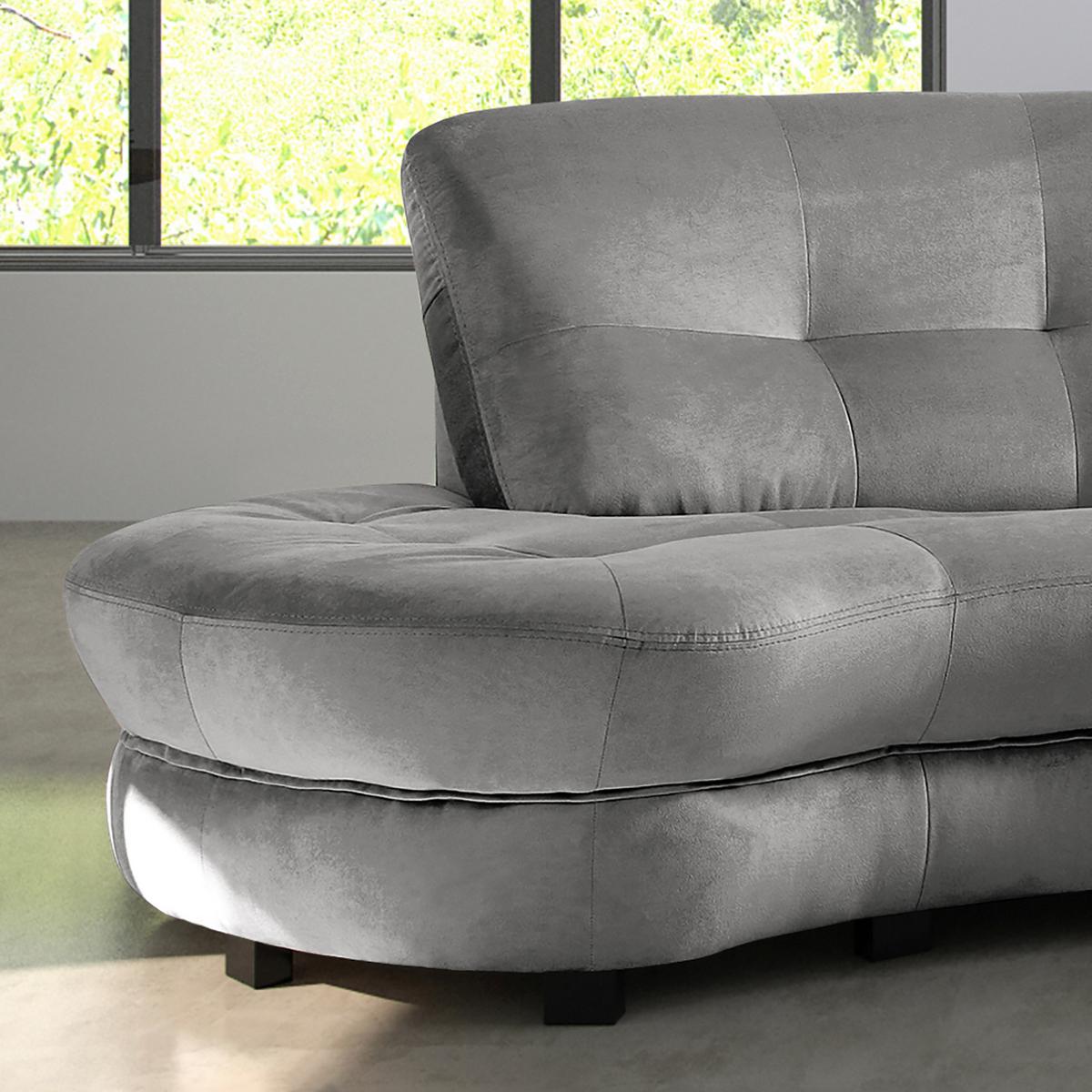 Ecksofa Bretania, Grau S: 113x300 cm - Schwarz/Grau, Design, Textil (113/300cm) - Livetastic