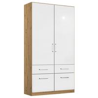 Drehtürenschrank 91 Cm Berlin Eiche Dekor/weiß - Weiß Hochglanz/Eiche Artisan, MODERN, Holzwerkstoff (91/197/54cm) - Rauch Möbel