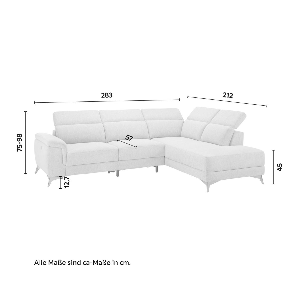 Sedací souprava Koln - šedá, Moderní, kov/textil (283/98/212cm) - Bessagi Home