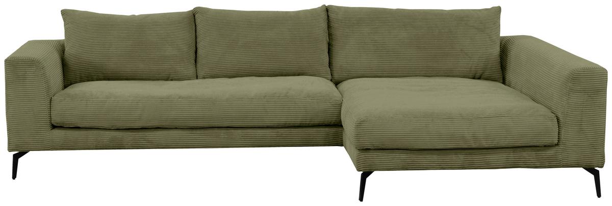 Ecksofa Berlin Cord Olivgrün 313x172 cm - Schwarz/Olivgrün, Design, Textil (313/172cm) - Livetastic