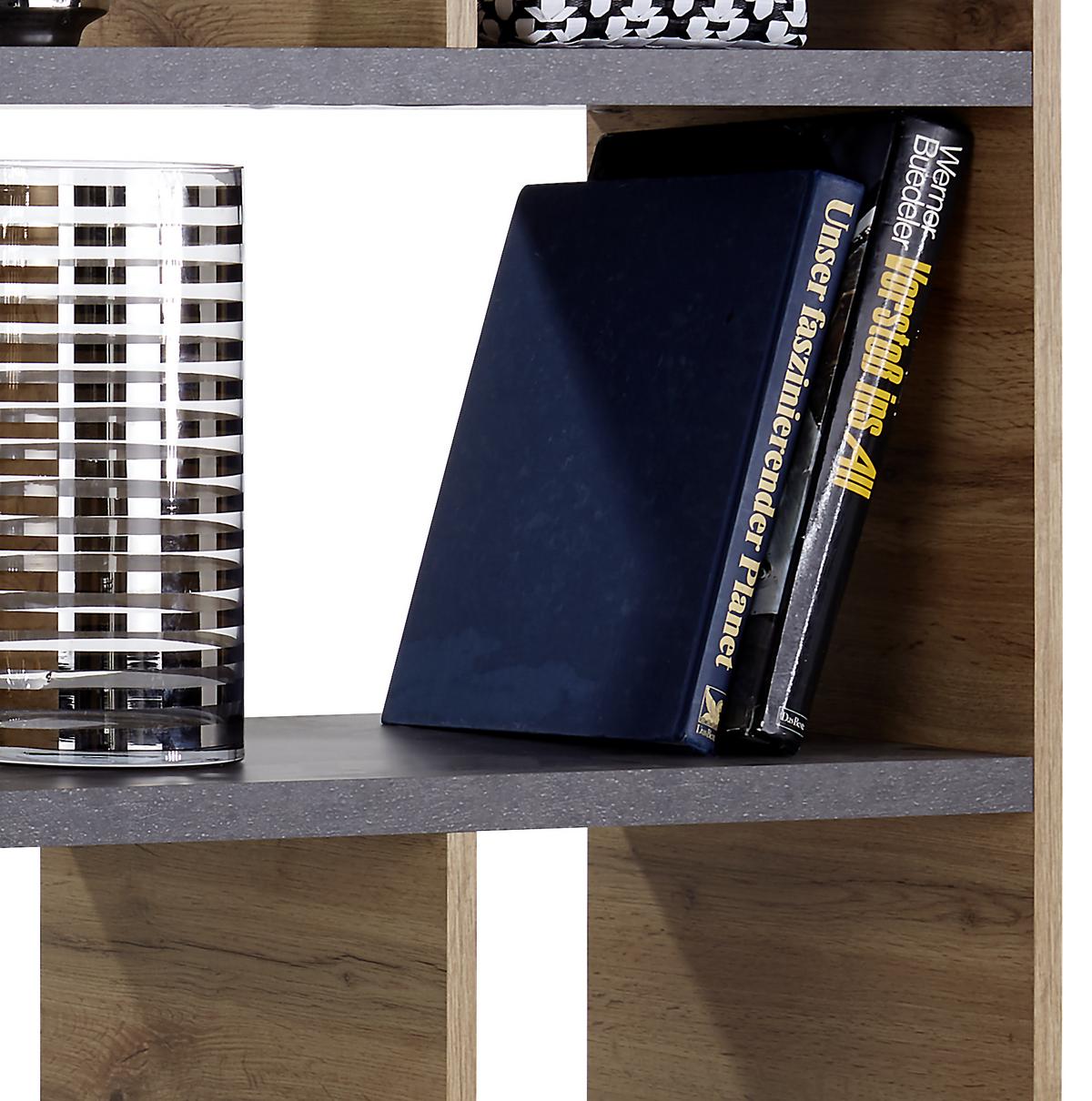 Regal Fontana B 138,5cm, Betonoptik/Eiche Dekor - Eiche Wotan, MODERN (139/148/35cm)