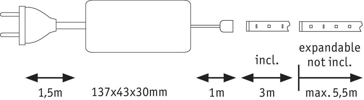 Led-streifen 3-5,5 Cm Dimmbar - Silberfarben, Basics, Kunststoff (300-550,0cm) - Paulmann