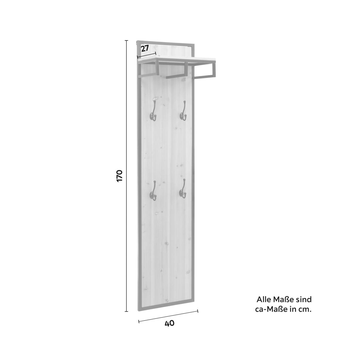 Šatní panel VITTORIA - černá/přírodní barvy, Moderní, kov/dřevo (40/170/27cm) - Bessagi Home