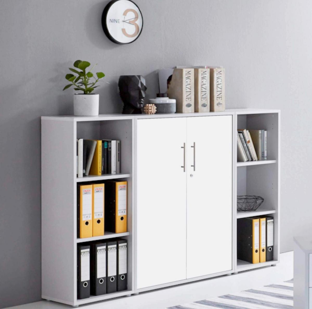 Büro Office Edition Grau/weiß - Weiß/Grau, MODERN, Holzwerkstoff/Metall - MID.YOU