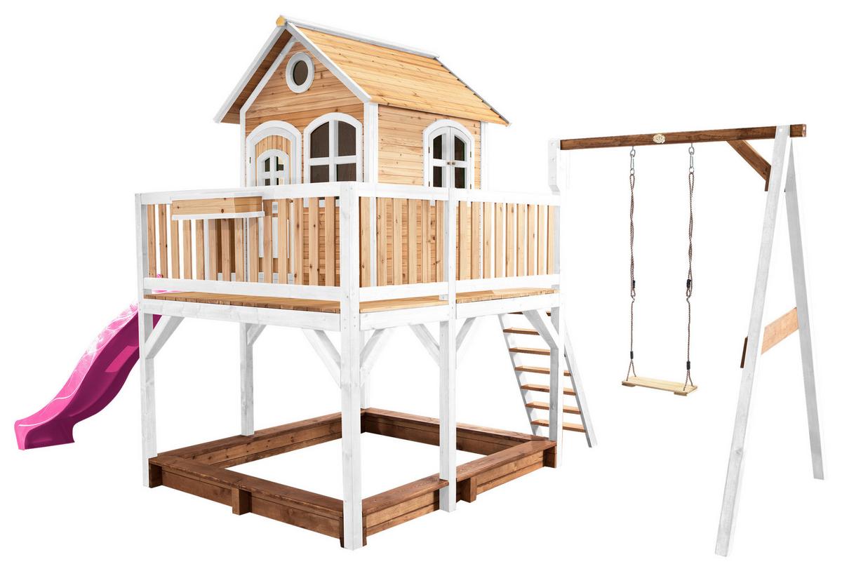 Spielturm A030.152.41 - Lila/Braun, KONVENTIONELL, Holz/Kunststoff (541/291/277cm) - Ambia Garden