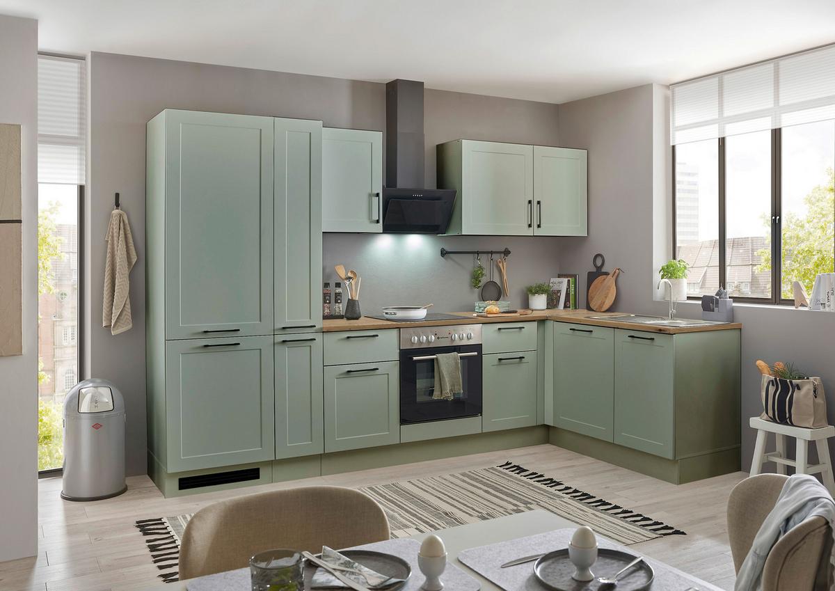 Eckküche Marseille Grün/eiche Dekor S: 310x175 Cm - Eiche Artisan/Grün, Design, Holzwerkstoff (310/175cm) - MID.YOU