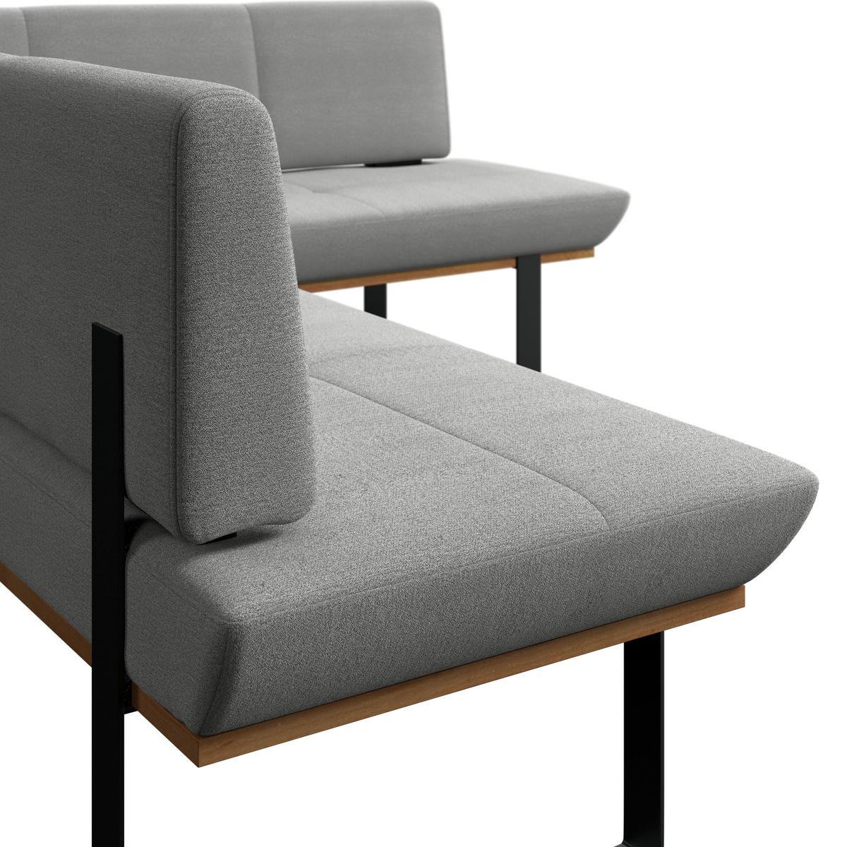 Eckbank Tristan Webstoff hellgrau, S:225x175cm - Hellgrau/Schwarz, MODERN, Holz/Textil (225/175cm) - James Wood