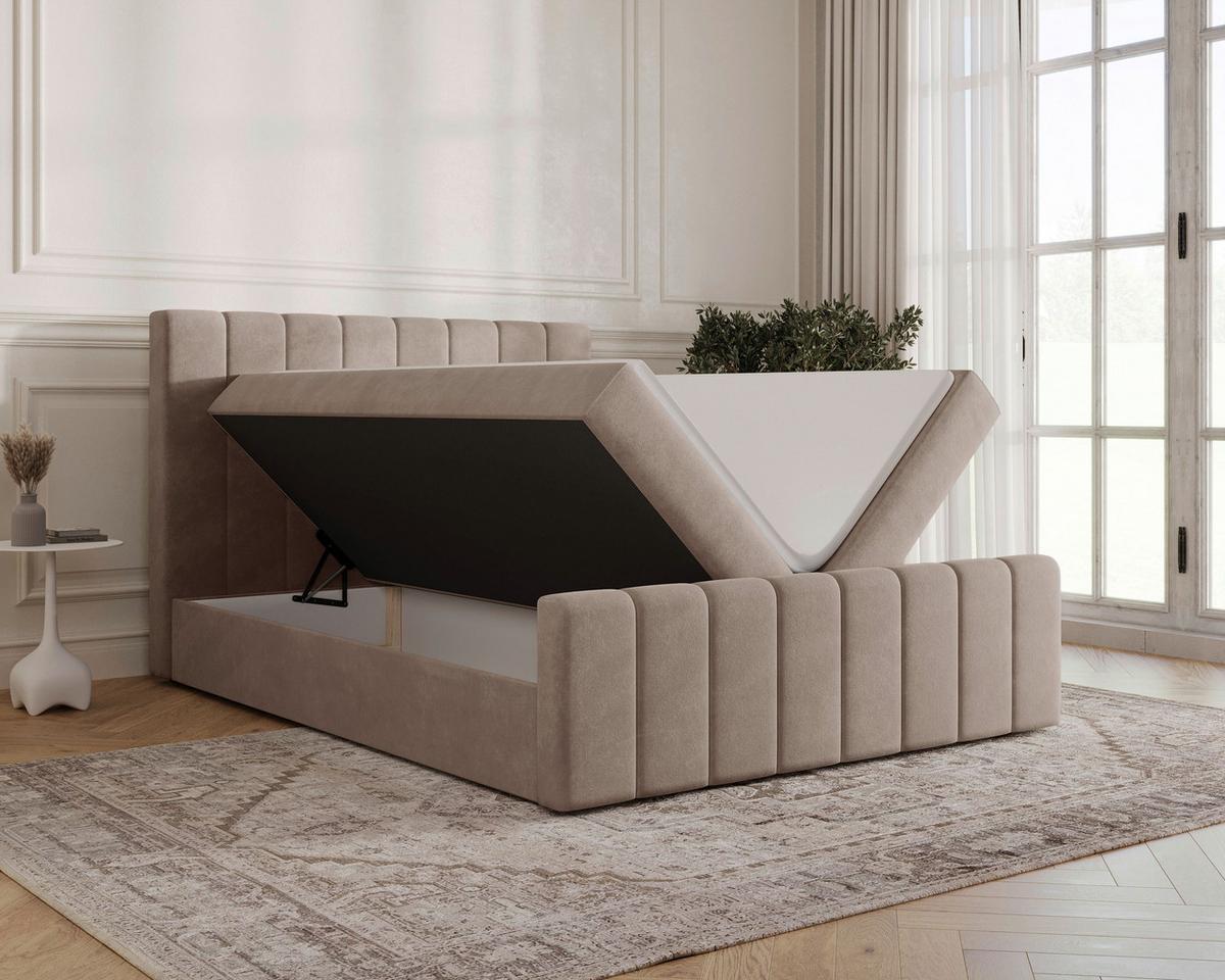 BOXBETT Lila Cappuccino 160x200cm - Schwarz/Cappuccino, MODERN, Holz/Kunststoff (160/200cm) - MID.YOU