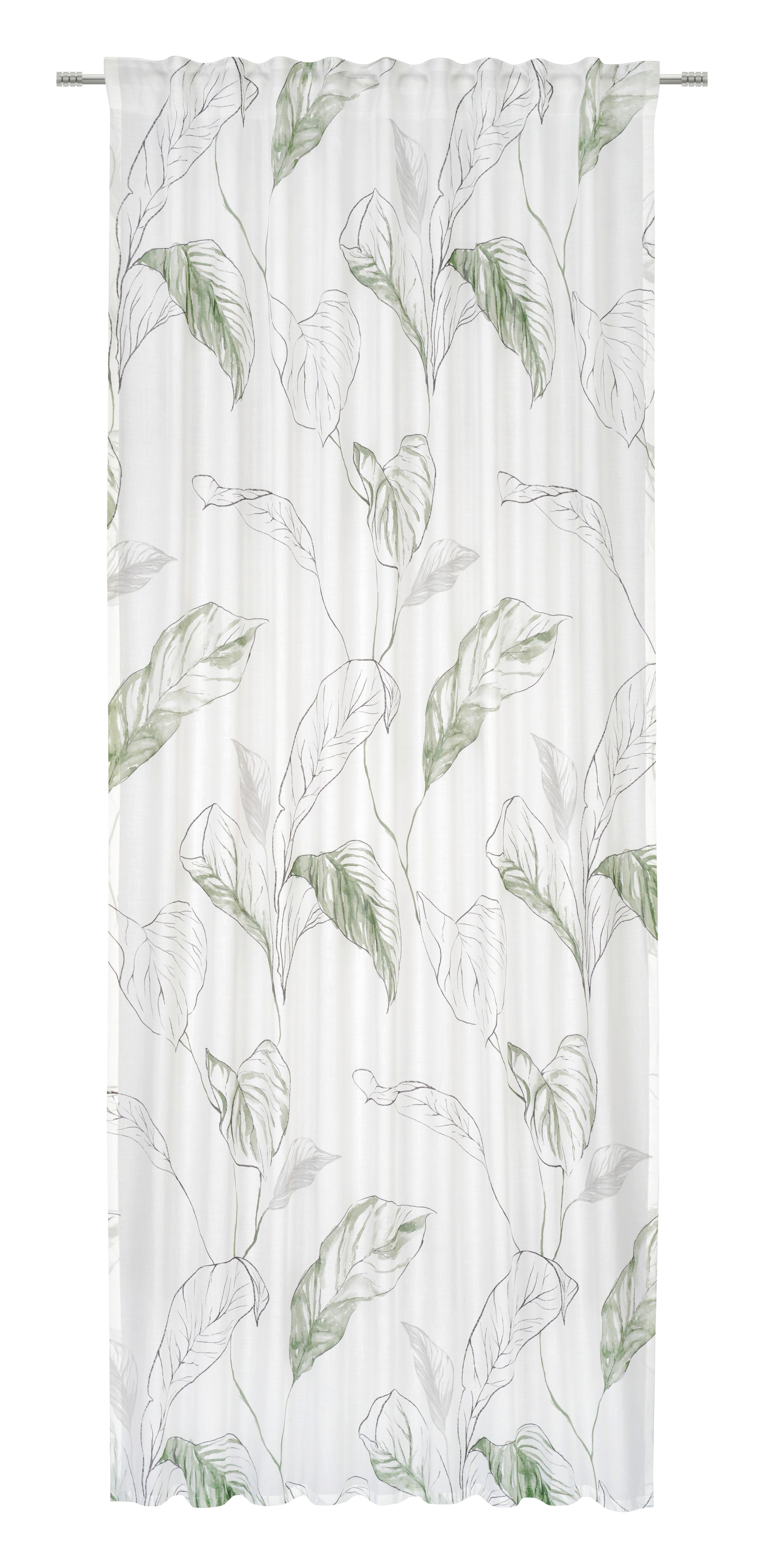 FERTIGVORHANG LUANA - Weiß/Grün, LIFESTYLE, Textil (140/245cm) - Story of Nature