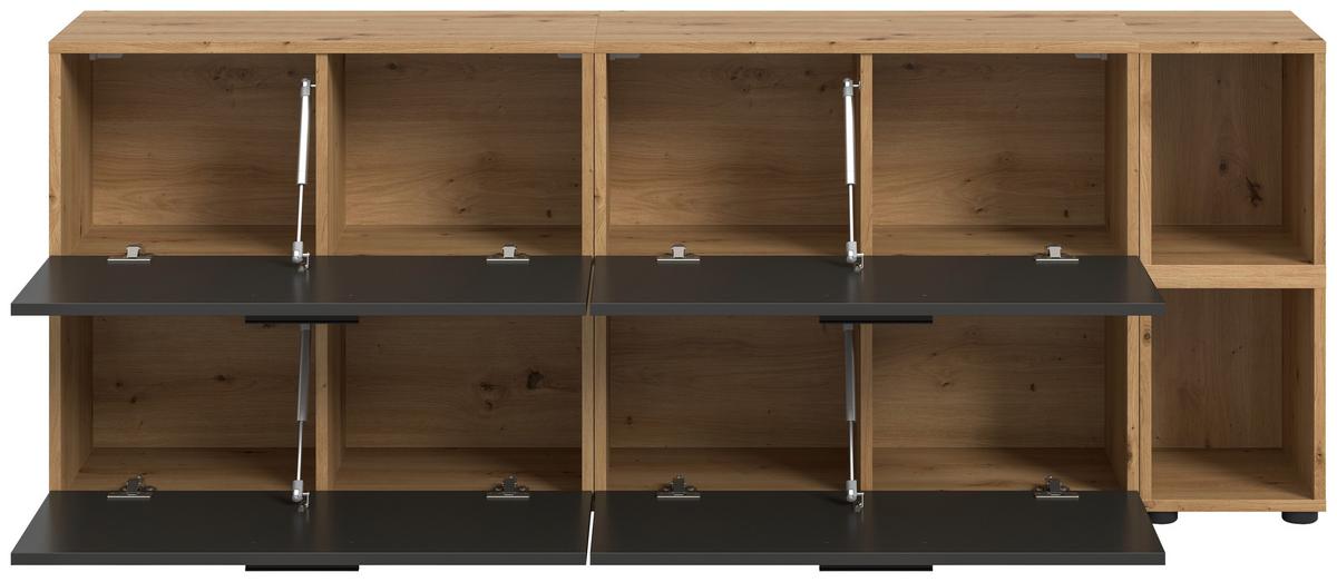 Wohnwand, The One 6, B: 176 cm Grau/Artisan Eiche Dekor - Schwarz/Eiche Artisan, Trend, Holzwerkstoff (176/67/34cm)