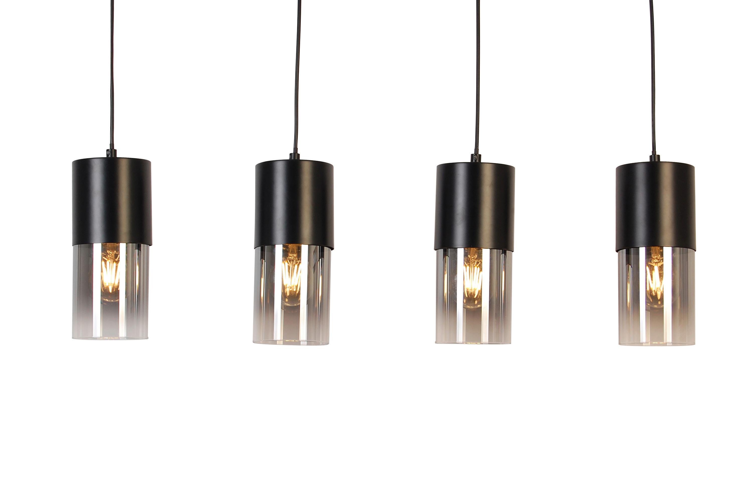 Hängeleuchte Monaco - Graubraun, Trend, Glas/Metall (80,5/10/150cm) - Novel