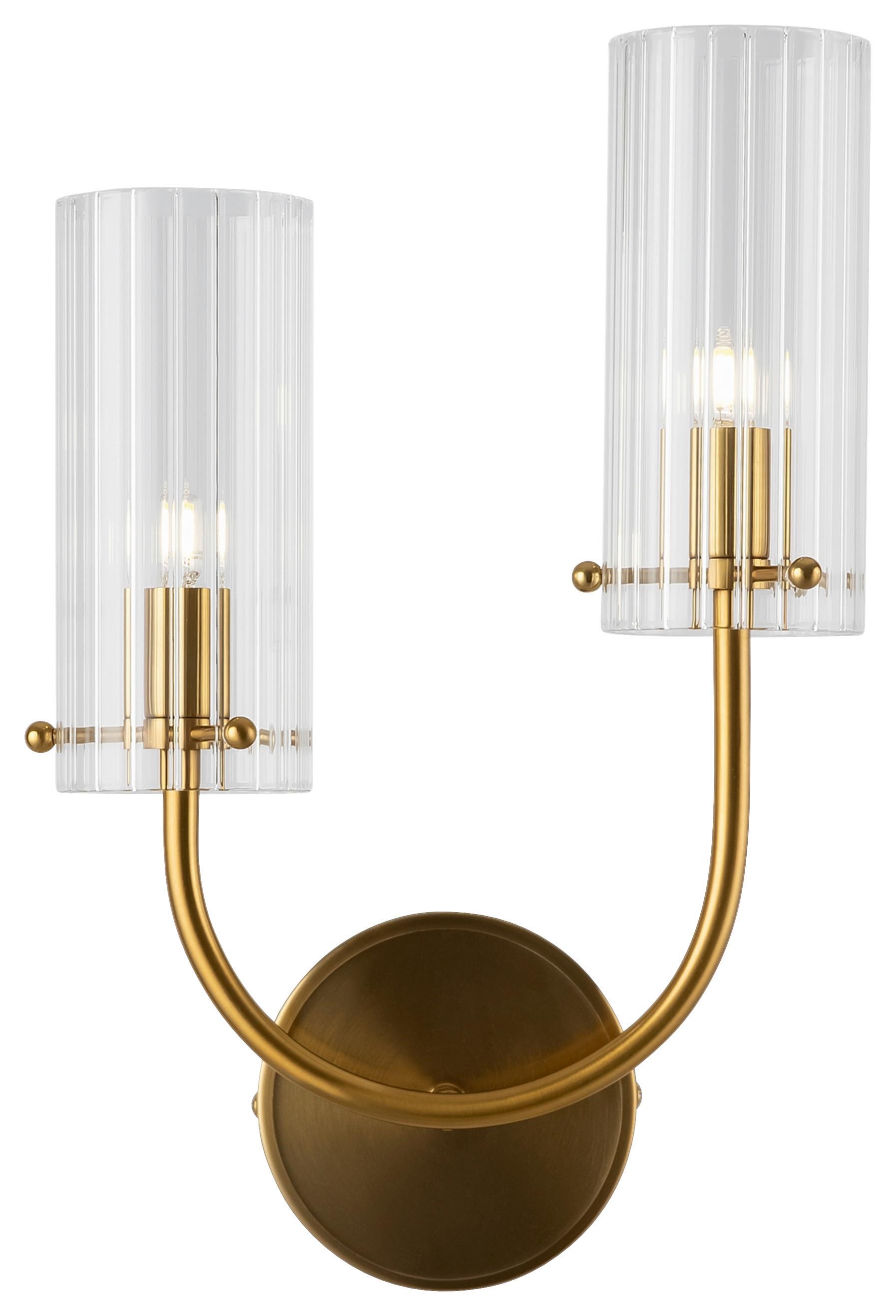 LED-Wandleuchte Arco 2-Flammig dimmbar - Messingfarben, Basics, Glas/Metall (25/38/12cm) - MAYTONI