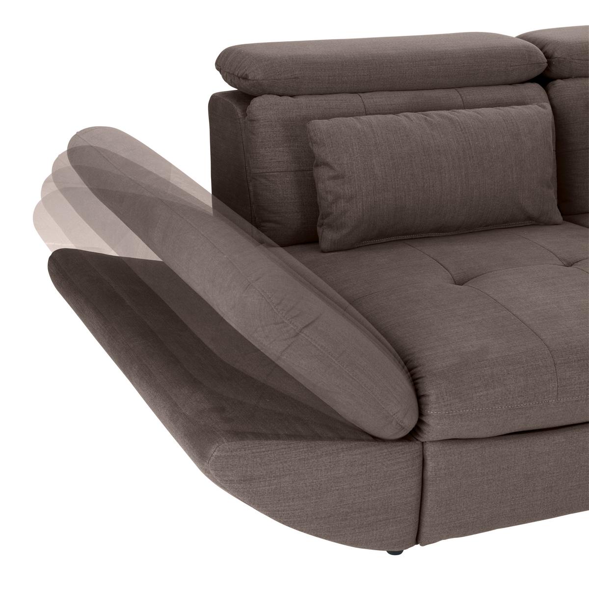 Ecksofa mit Schlaffunktion Park Dunkelbraun 233x311 cm - Dunkelbraun/Schwarz, MODERN, Textil (233/311cm) - Luca Bessoni
