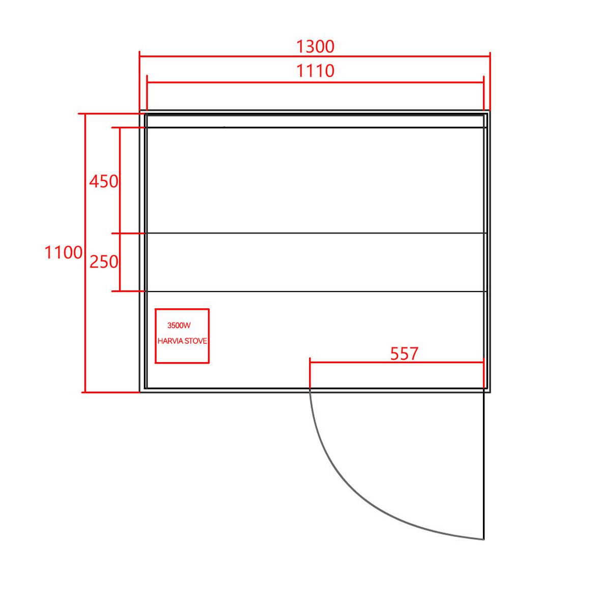 Finnische Panoramasauna BxHxT: 130x200x120 cm - Schwarz, Basics, Glas/Holz (130/200/120cm) - Sanotechnik