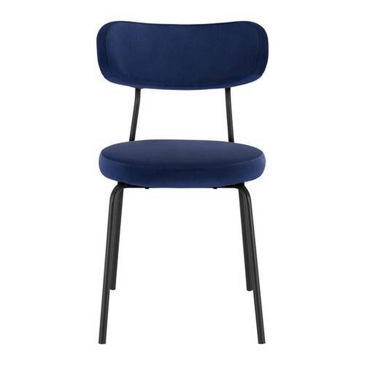 Sametová židle Lea modrá - modrá/černá, Moderní, kov/dřevo (51/82/63cm) - Bessagi Home