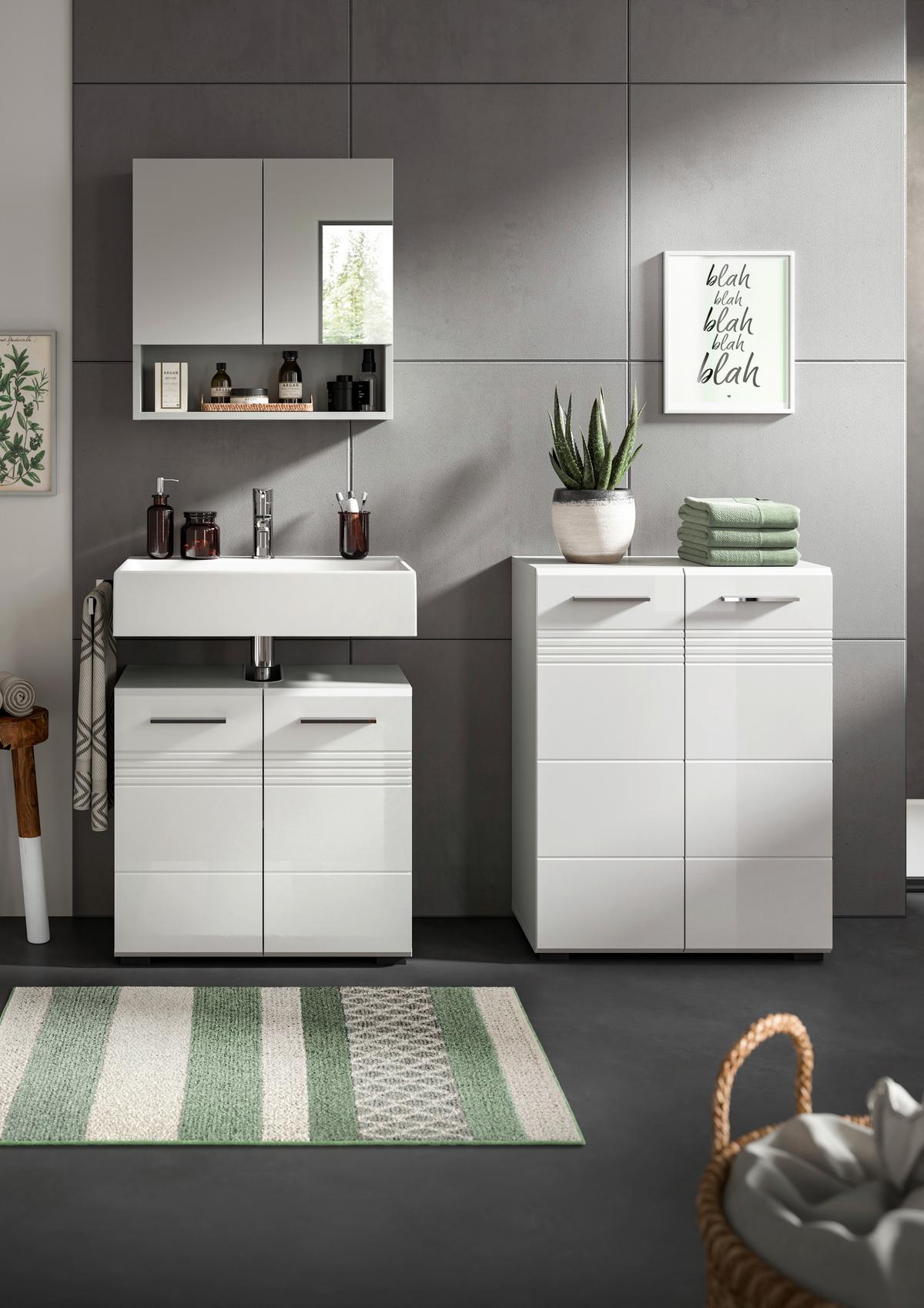 Spiegelschrank Copa 2-Türig BxHxT: 55x55x17 cm - Grau, MODERN, Glas/Holzwerkstoff (55/55/17cm) - MID.YOU