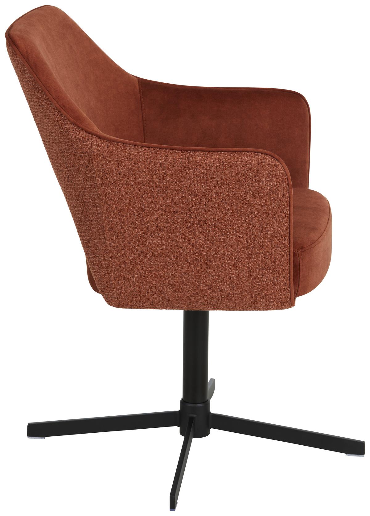 ŽIDLE S PODRUČKAMI VALLETTA - černá/rezavá, Konvenční, kov/textil (61/85/60cm) - Premium Living